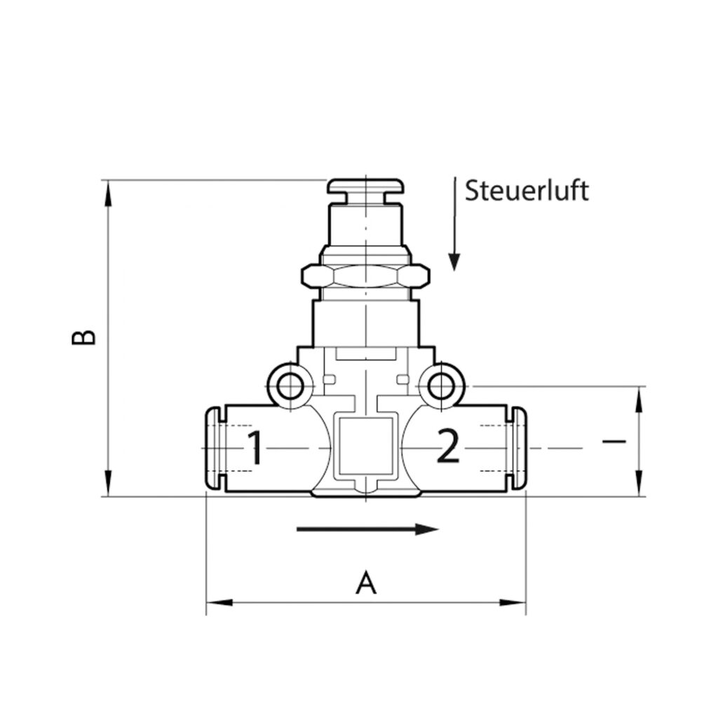 3/2-Wegeventil, pneum. NC, Schlauch-Schlauch, für Schlauch-Ø 6