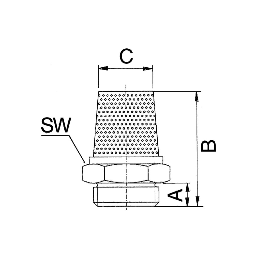 Sinterbronce-Schalldämpfer, flach, M5 a., SW 8