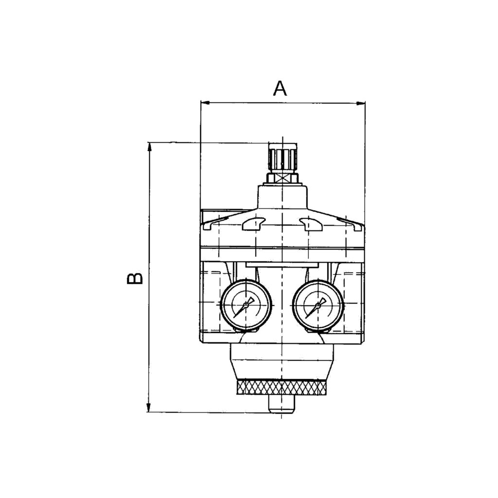 Hochleistungsdruckregler mit 2 Manometern, G 1 1/2, 0,1 - 3 bar