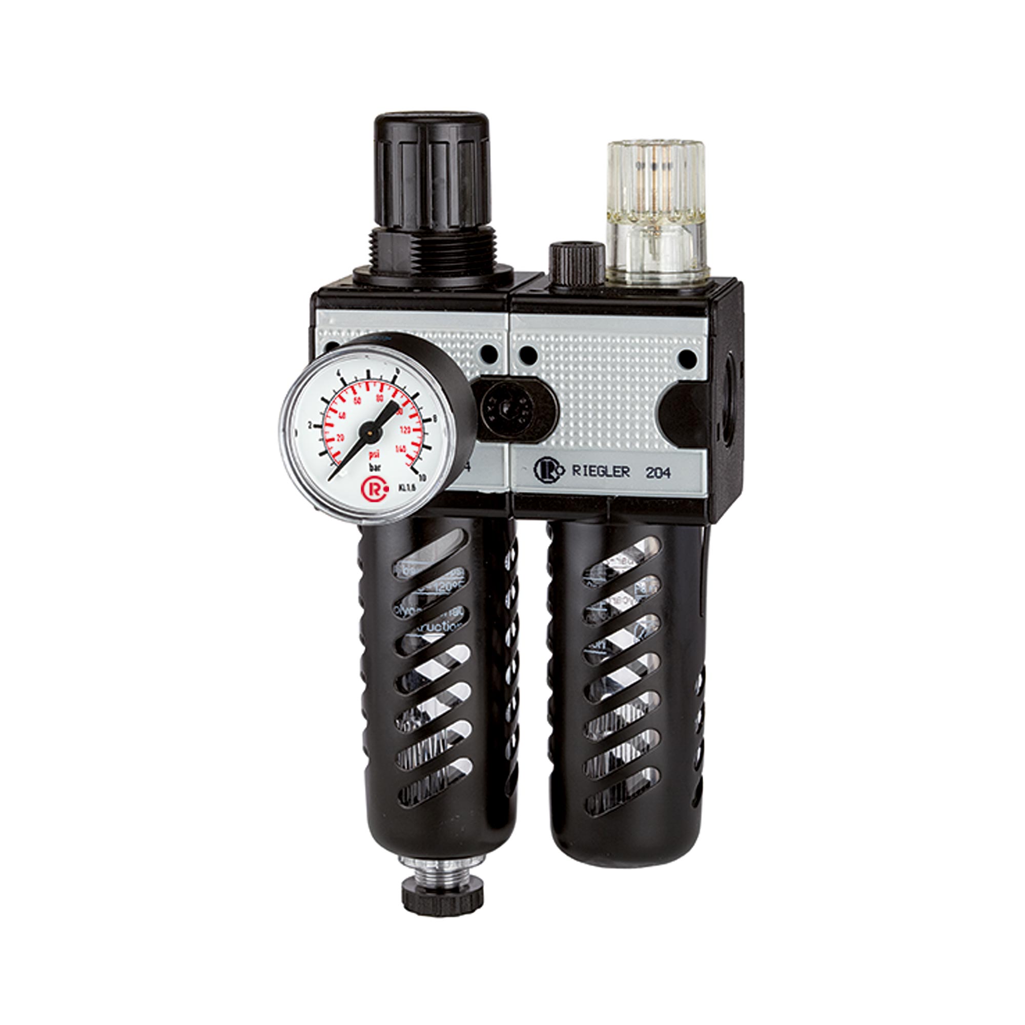 Wartungseinheit 2-tlg. »multifix«, PC-Beh., Schutzkorb, BG1, G1/4