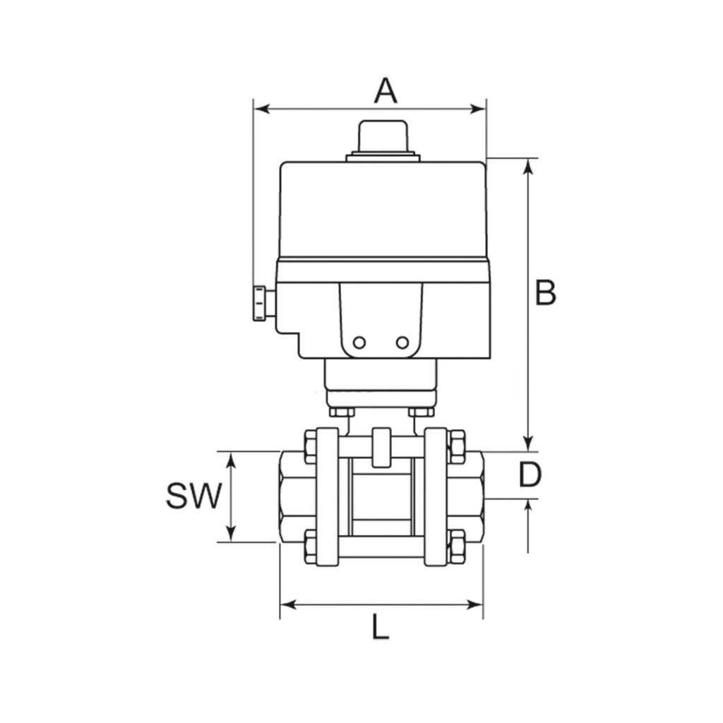 2-Wege-ES-Kugelhahn, elekt. Stellantrieb, 230 V AC, 50 Hz, Rp 1/2
