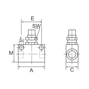 Drosselventil, Blockform, Edelstahl 1.4404, G 1/8, PN max. 10 bar