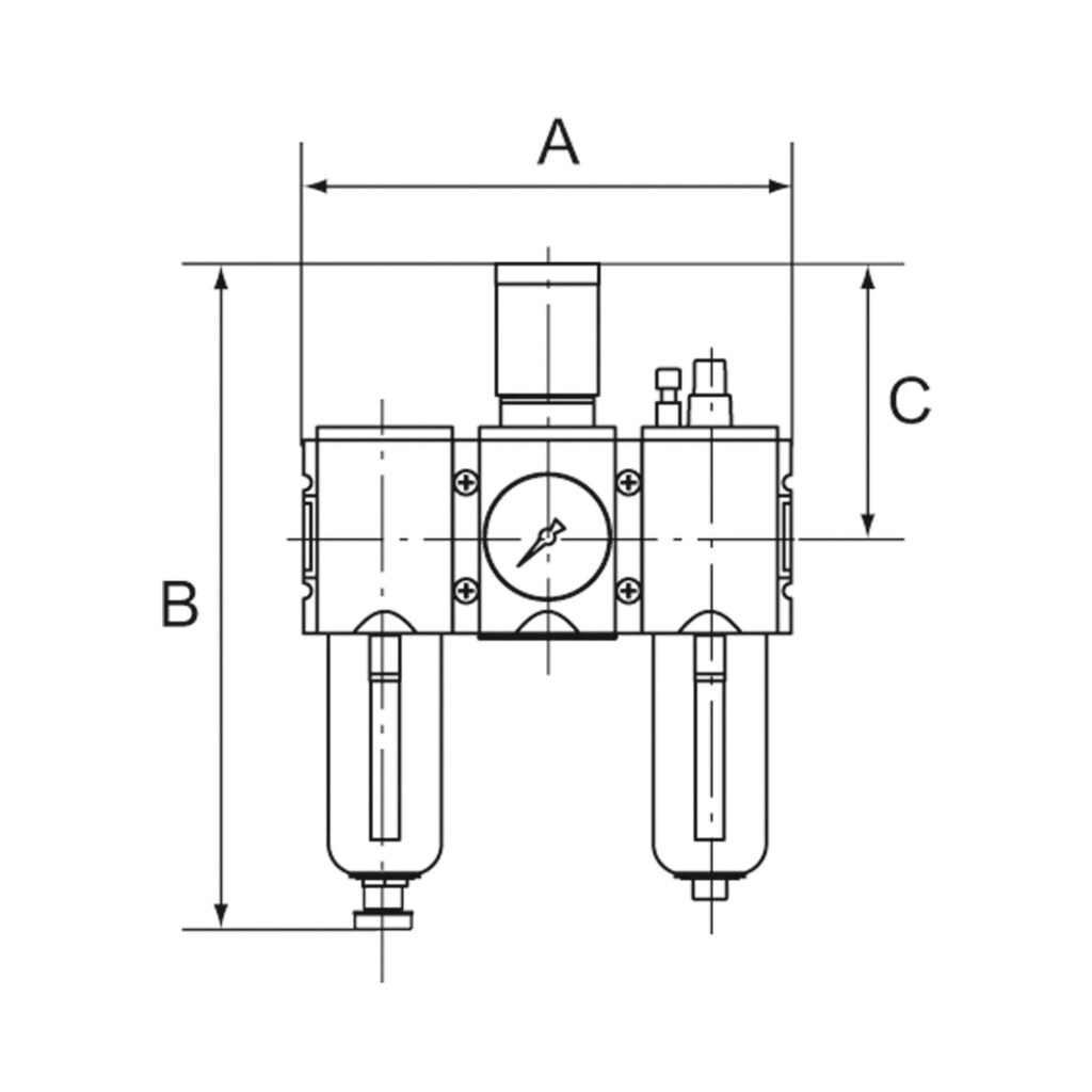 Wartungseinheit 3-tlg. »FUTURA«, PC, BG 1, G 1/4, 0,1 - 1 bar, HA