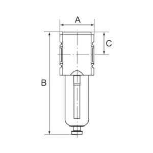 Filter »FUTURA« mit PC-Behälter, Schutzkorb, 5 µm, BG1, G 1/4, HA