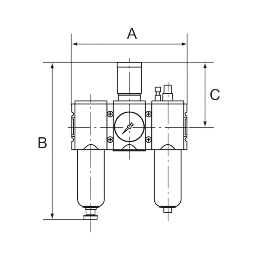 WE 3-tlg. »FUTURA-mini«, PC-Beh., Standardmano, G 1/4, 0,1-4, HA