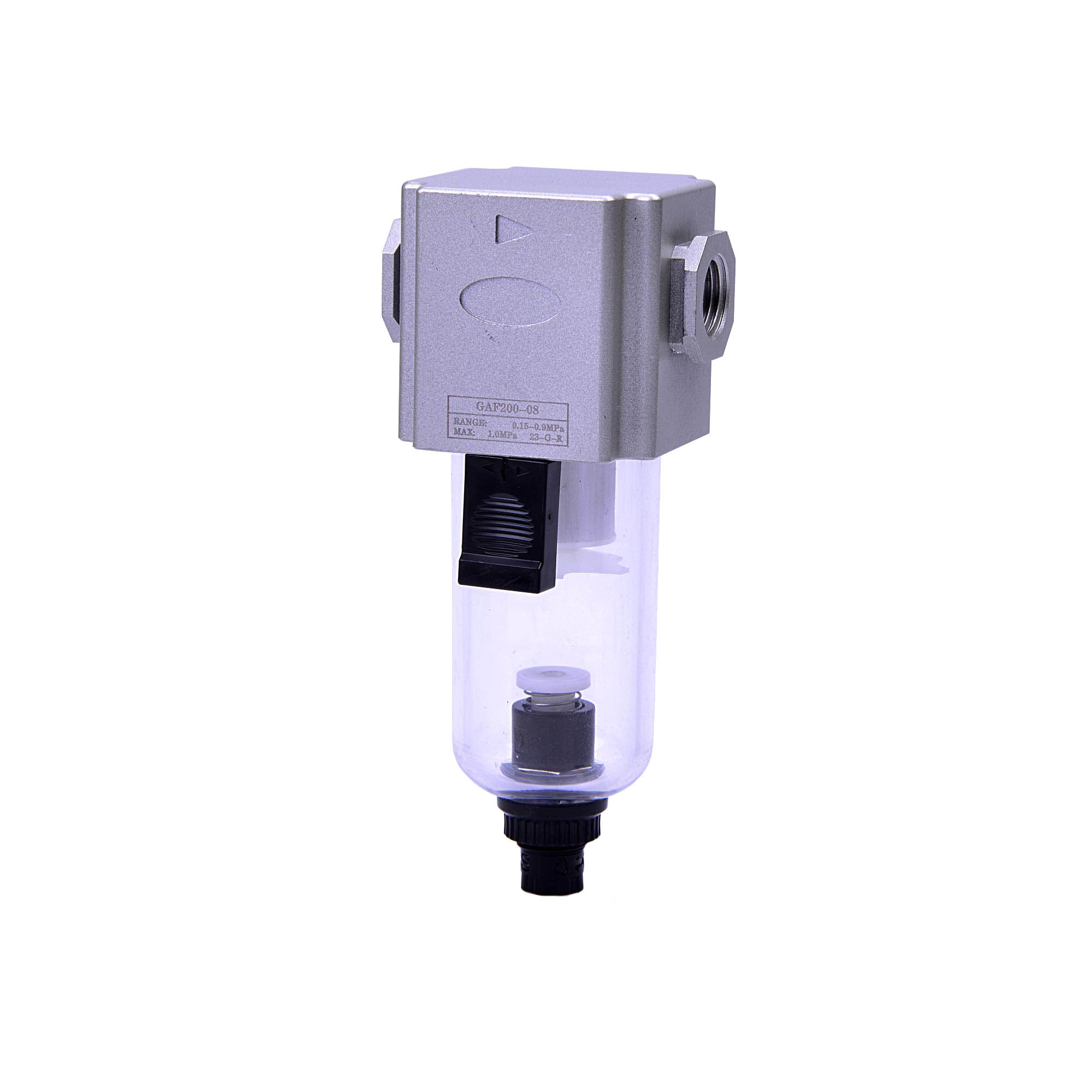 Filter »GA-mini«, mit PC-Behälter, 5 µm, BG 200, G1/8, Ablass: HA