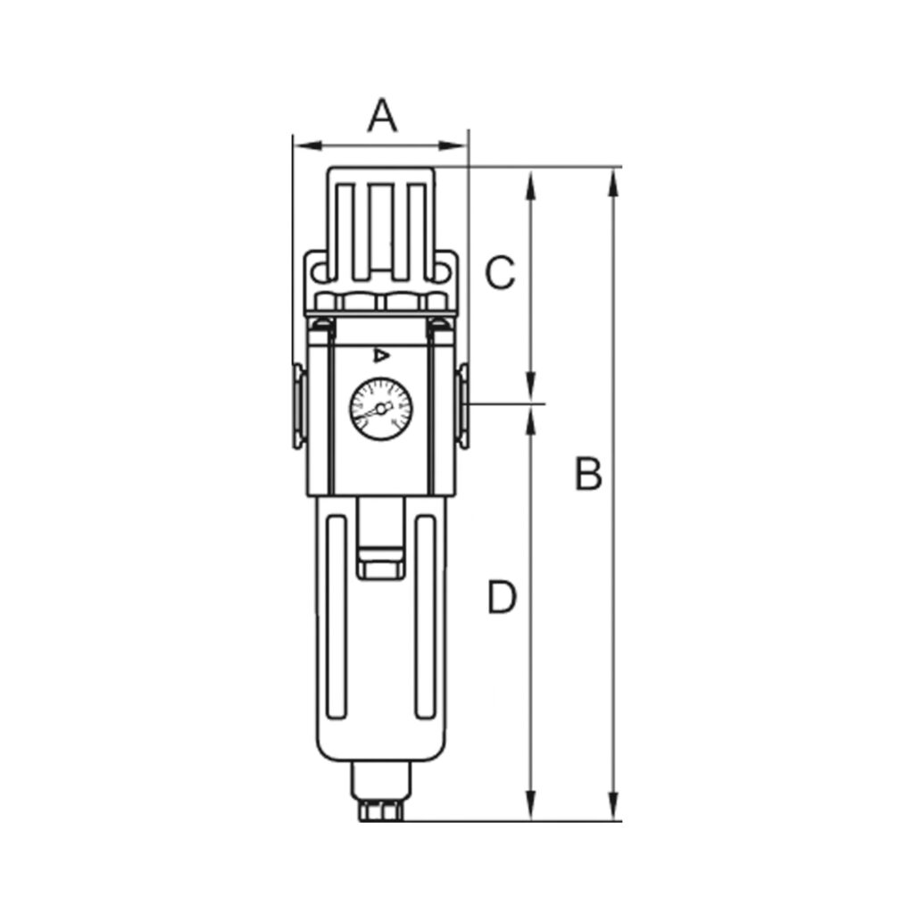 Filterregler »GA«, PC-Beh., 5 µm, BG 300, G 1/4, 1,5 - 9 bar, HA