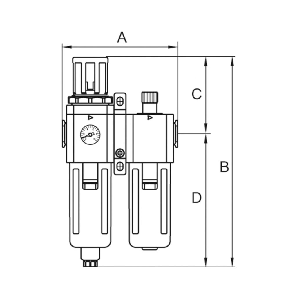 Wartungseinheit 2-tlg. »GA«, PC-Beh., BG 300, G1/4, 1,5-9 bar, HA