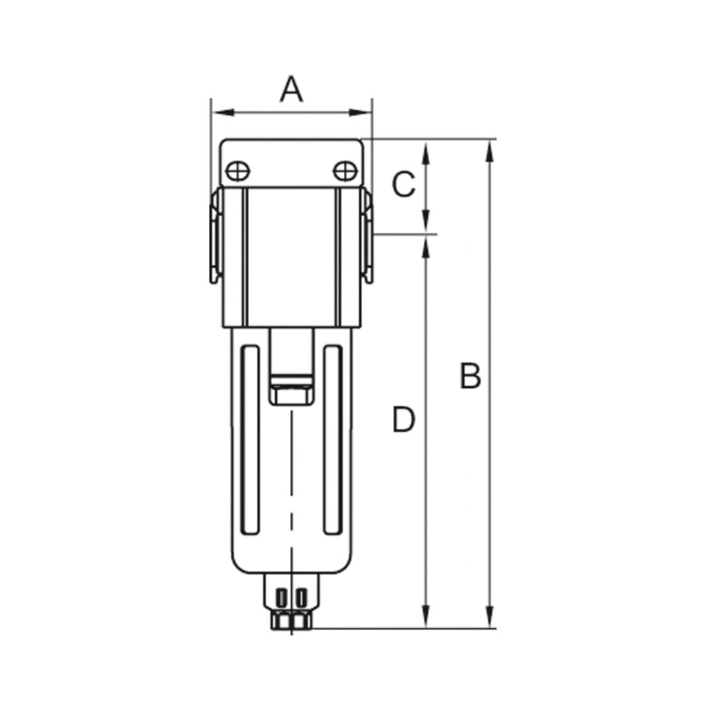 Filter »GA«, PC-Beh., Schutzkorb, 5 µm, BG 300, G 1/4, Ablass: HA