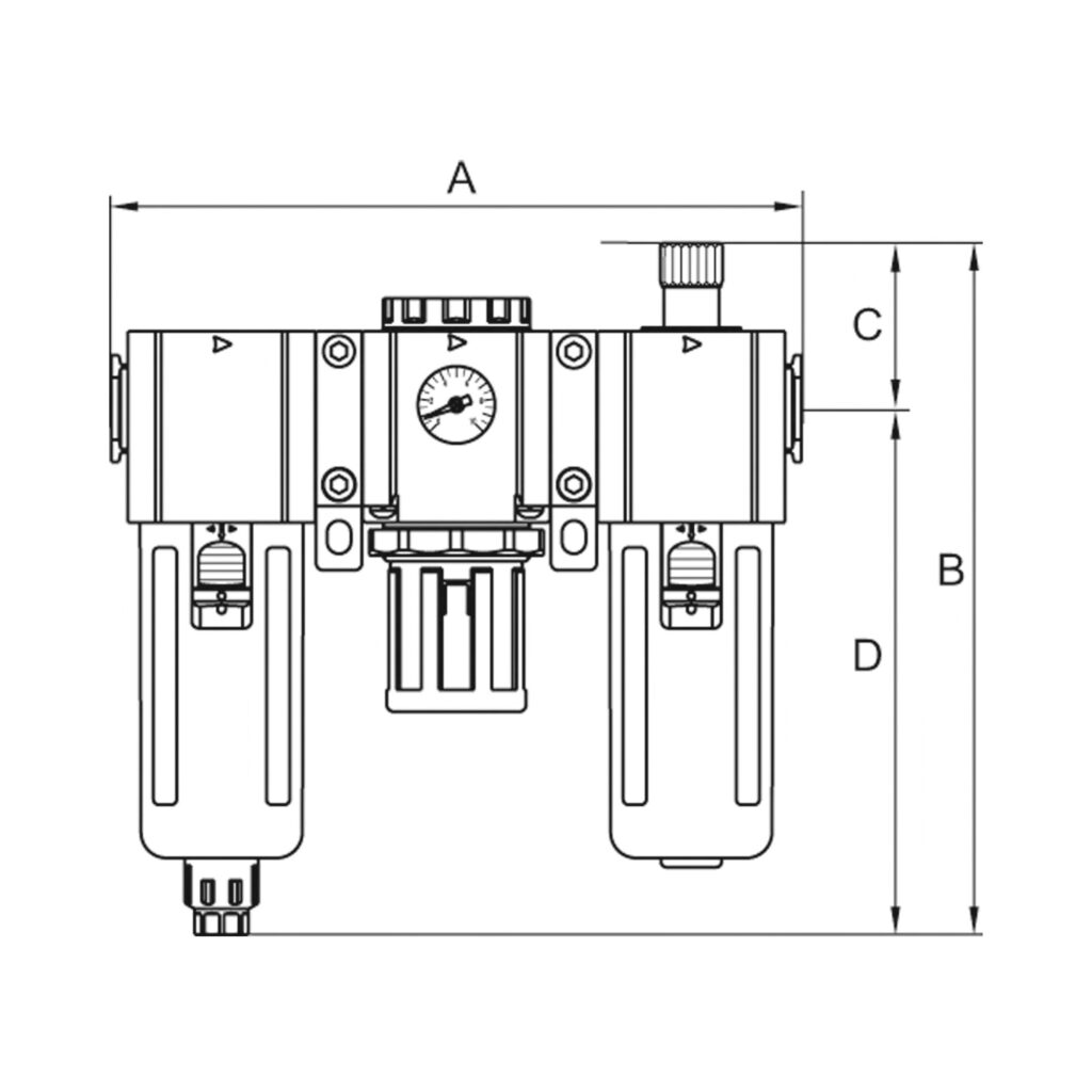 Wartungseinheit 3-tlg. »GA«, PC-Beh., BG 300, G1/4, 1,5-9 bar, HA