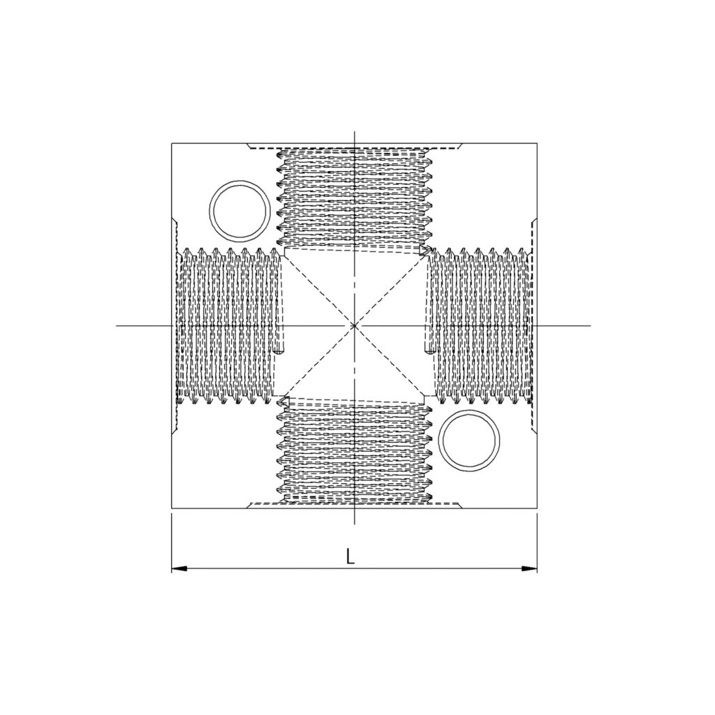 Kreuz-Verteiler, anflanschbar, G 1/8 Aluminium, SW 16