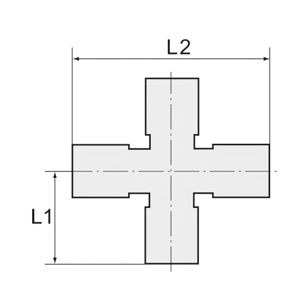 Kreuzstück, 4 x innen, G 1/8, SW 10, Messing vernickelt