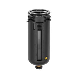 Polycarbonatbehälter mit Schutzkorb und halbautom. Ablassventil