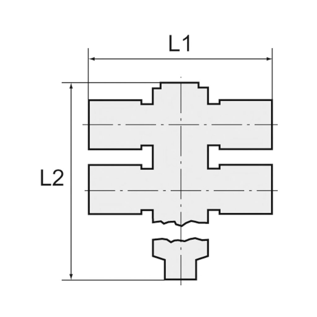 T-Mehrfachverteiler 4-fach »click-clock«, drehbar, M5 außen Ø 4mm