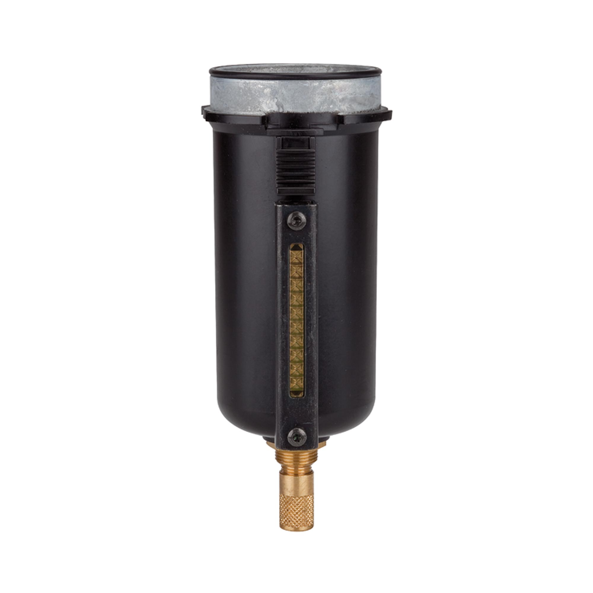 Metallbehälter mit Sichtrohr, inkl. O-Ring, mit autom. Ablass BG3