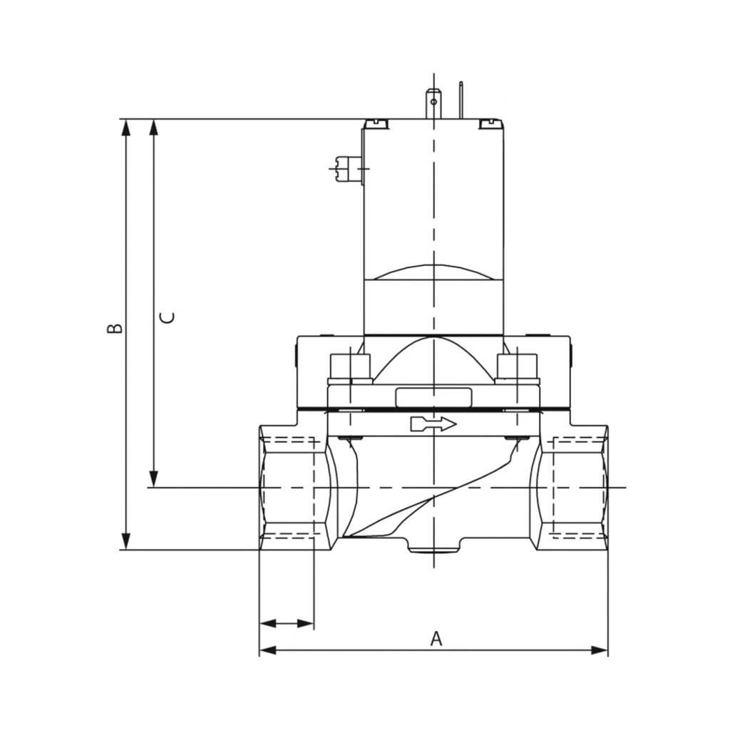 2/2 We-MV, NC, MS, G 1/2, DN 13, PN 0,2-10, NBR, vorge. 230V AC