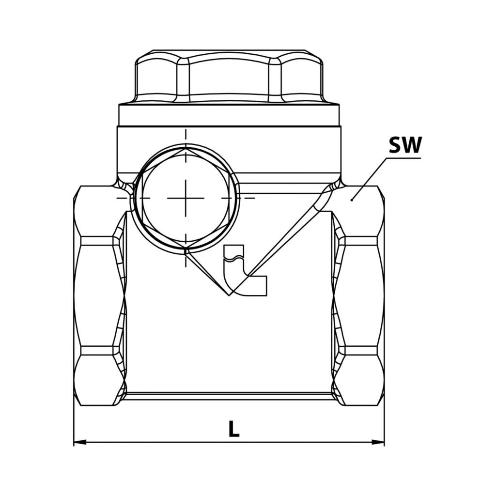 Rückschlagklappe, DN 10, Messing, G 3/8, PN max. 16 bar