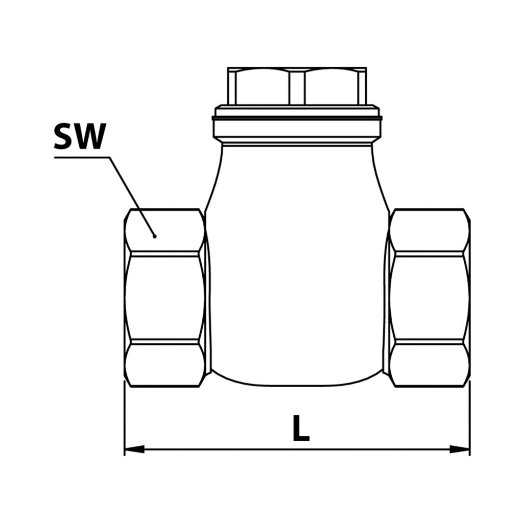 Rückschlagklappe, DN 15, Rotguss, G 1/2, PN max. 16 bar