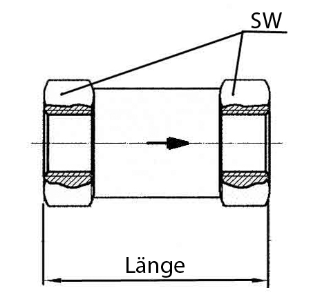 Rückschlagventil, Durchgangsform, MS, G 1/4 IG, 0,2 - 0,4 bar