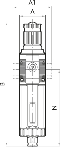 Filterregler »SYNTESI«, BG1, o. B., 5µm, 0…2bar, RMSA, o. Mano.
