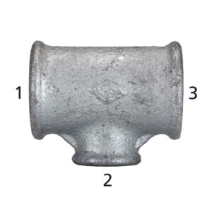 T-Stück 130, IG/IG/IG, Rp 3/8, T-Abzweig Rp 1/4, schw. Temperguss