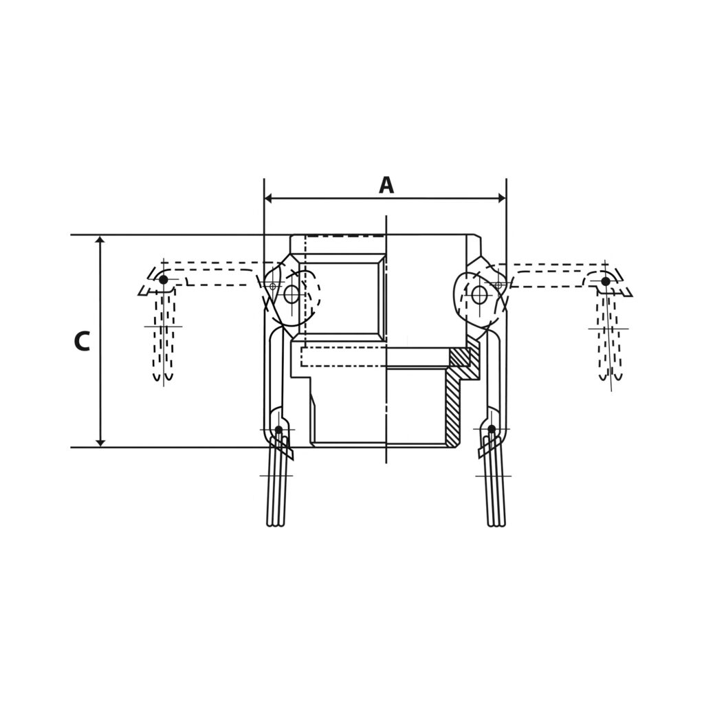 Kamlok-Schnellkupplungsdose mit AG, Typ B, Alu, R 3/4