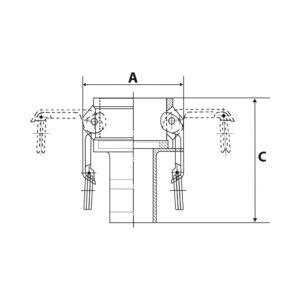 Kamlok-Schnellkupplungsdose, Typ C, Alu, LW 19, für Stecker-Ø 32
