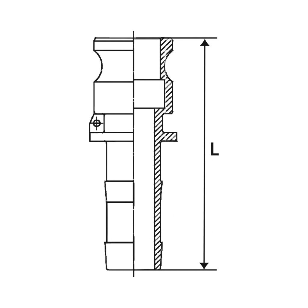 Kamlok-Schnellkupplungsstecker mit Tülle, Typ E, Alu, LW 19