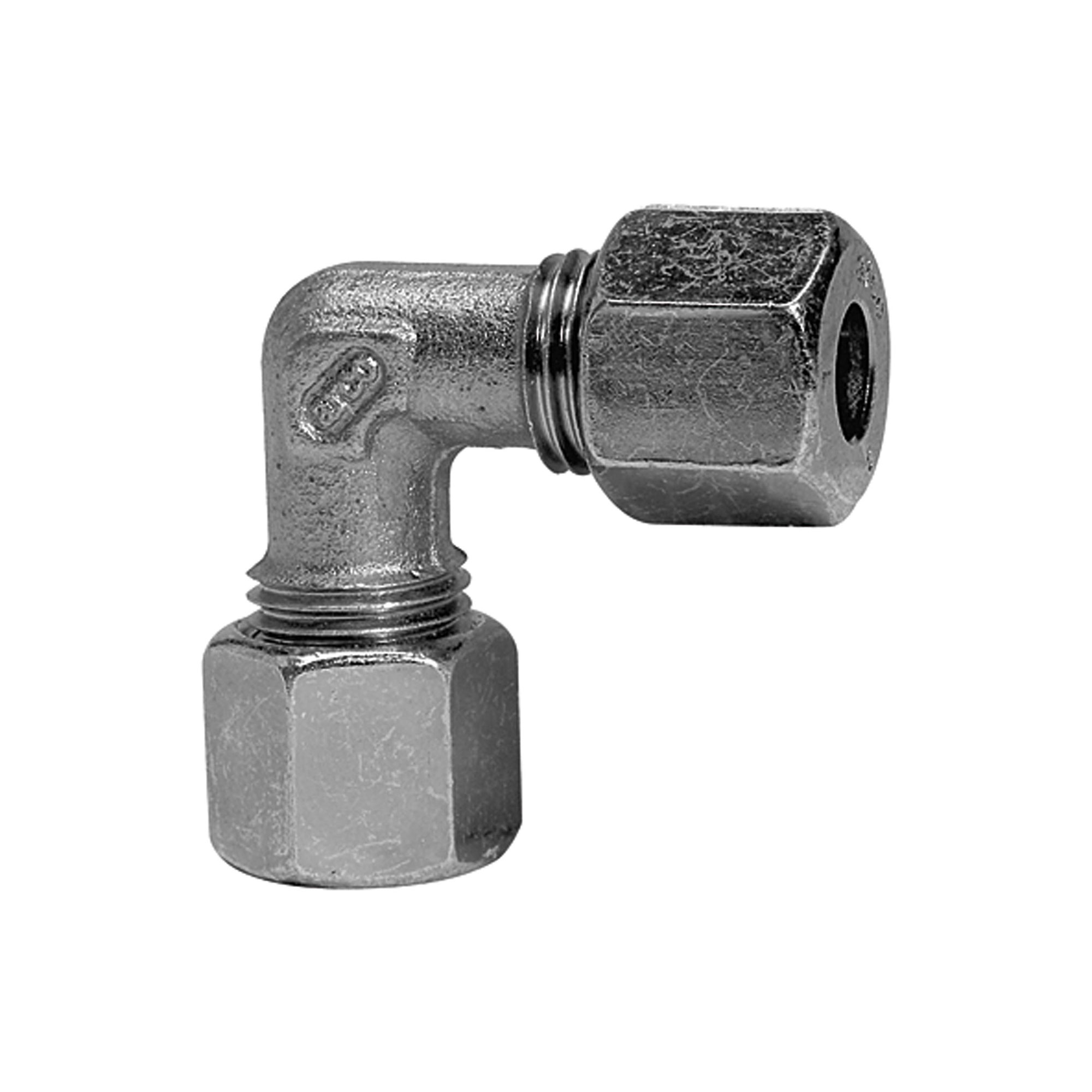 Winkel-Verschraubung, Rohr-Außen-Ø 6 mm, Stahl verzinkt