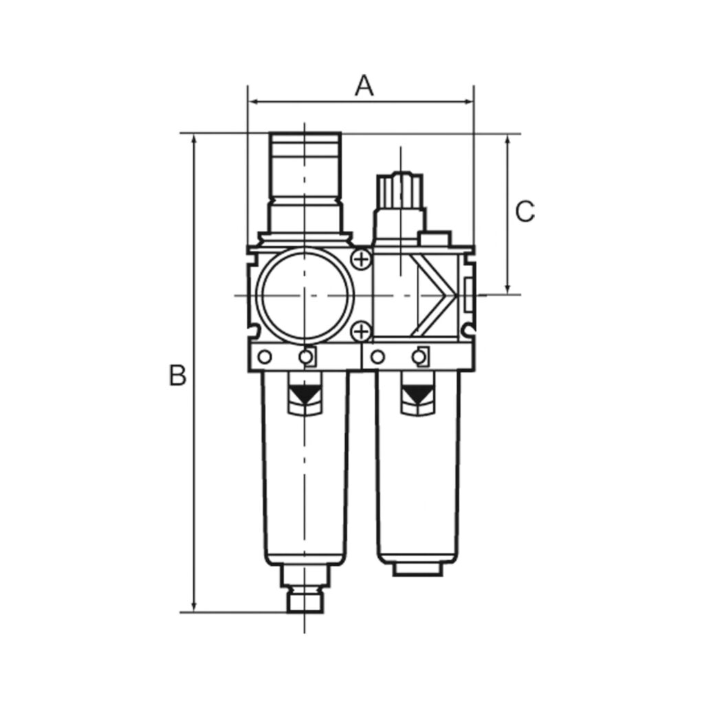 Wartungseinheit 2-tlg. »variobloc«, mit PC-Behälter, BG 1, G 1/4