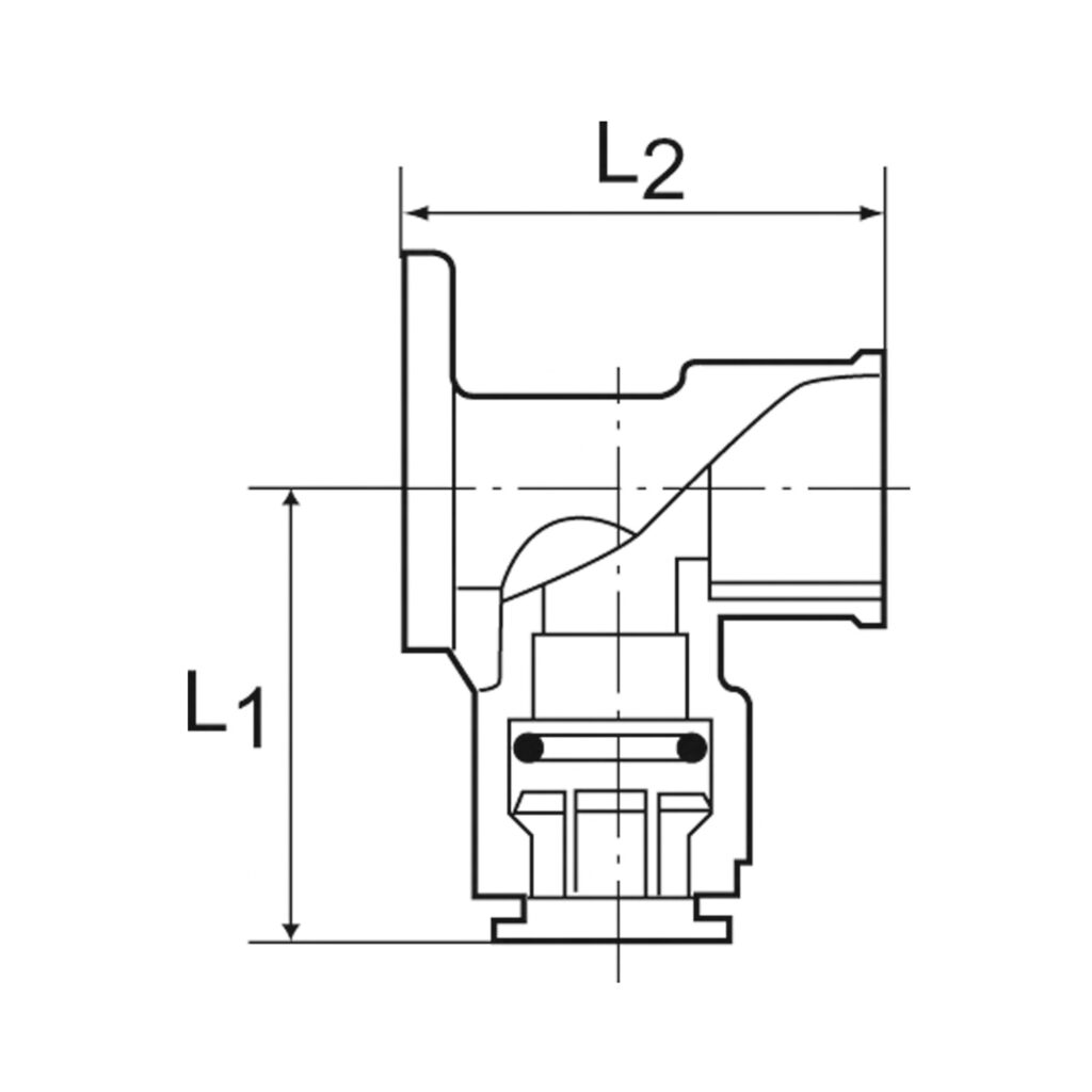 Wandwinkel, Messing, »sharkbite«, G 1/2, für Rohr-Außen-ø 15 mm